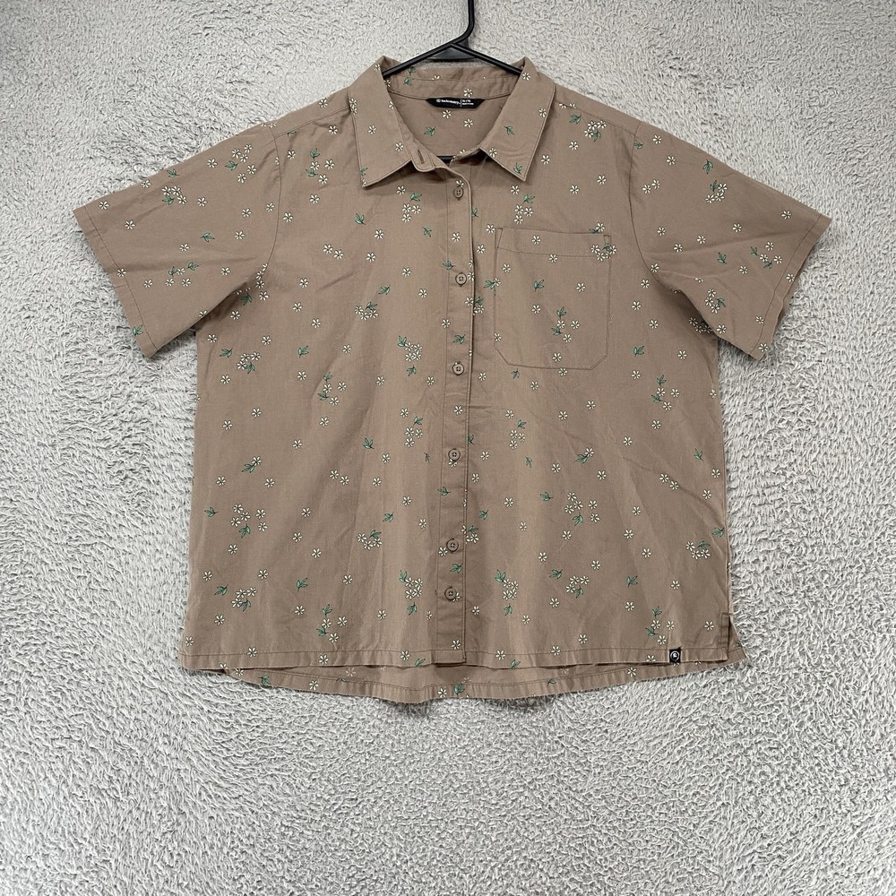 Backcountry Floral Shirt Womens XL Beige Short‎ Sleeve Daisy Outdoor Gorpcore